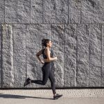 brunette woman running